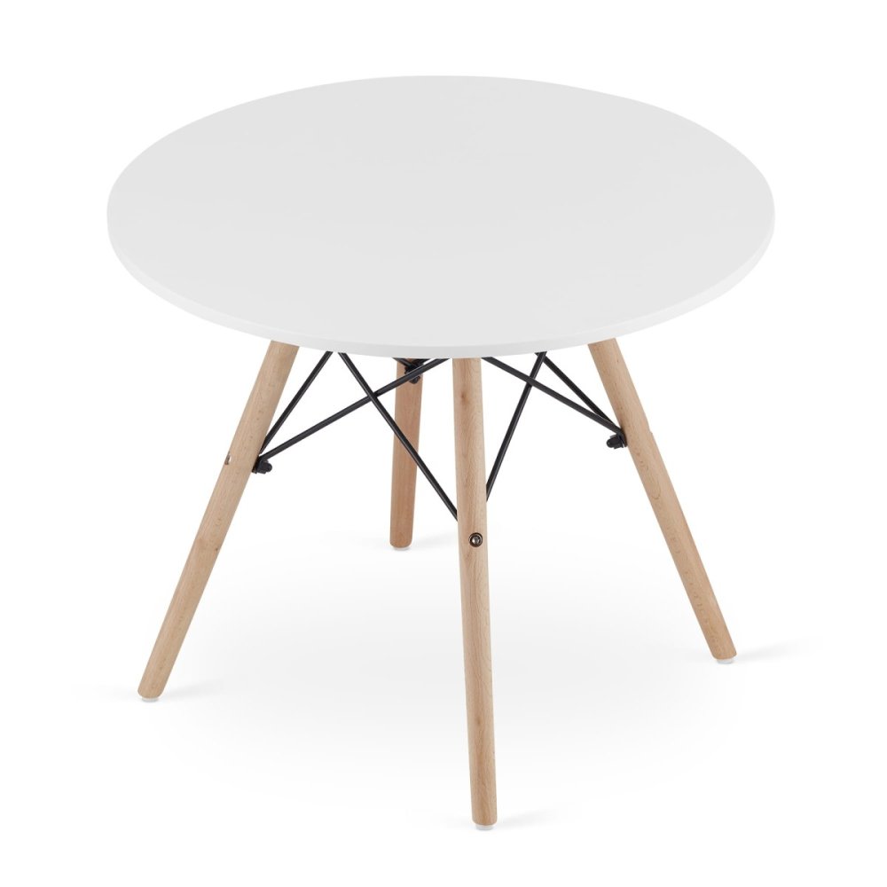 Round Scandinavian Coffee Table with 60 cm Top, White (2)