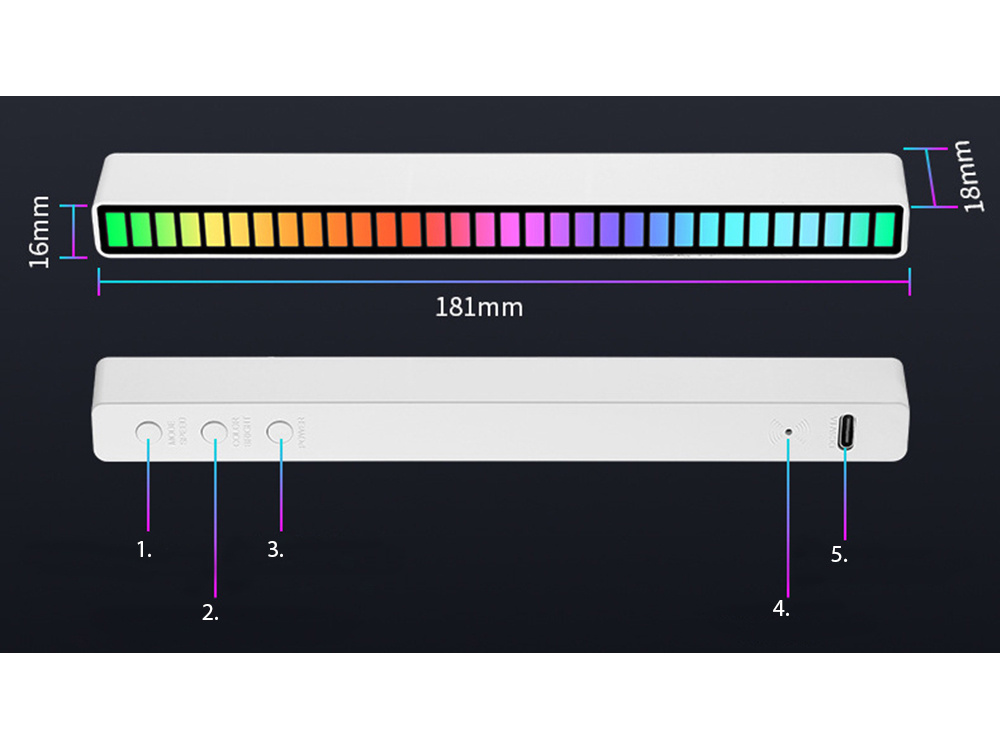 LED Sound RGB Equalizer Translator 18 Modes, White (3)