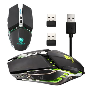 Wireless Gaming Mouse with RGB LED Backlight Rechargeable USB, Black