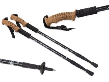 Anti-Shock Nordic Walking Pole Stick Set 2pcs, Black