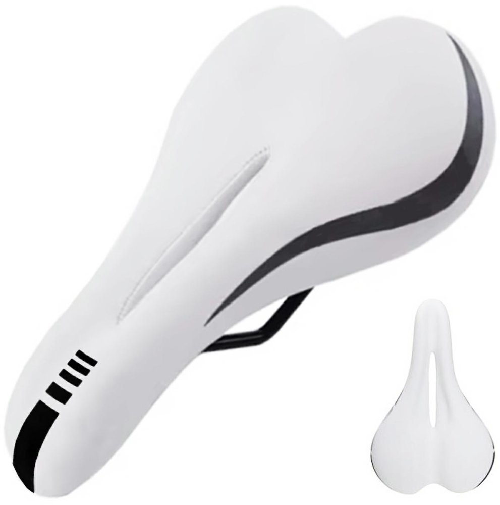 Comfort gel bicycle saddle with anatomical cutout, white (0)