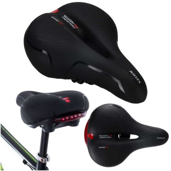 Comfortable Sport Bike Seat with Integrated LED Tail Light, Black