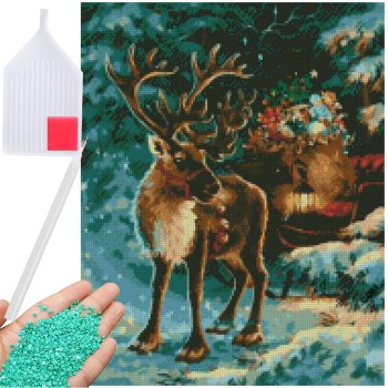 Diamond Painting Set _ Handmade _ Picture _ Christmas Set with Reindeer 5D, 30x40 cm