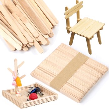 Jumbo Wooden Craft Sticks for DIY Projects 50 Pcs, Natural