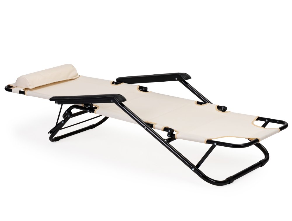Folding Garden Sun Lounger with Headrest MultiGarden, Beige (2)