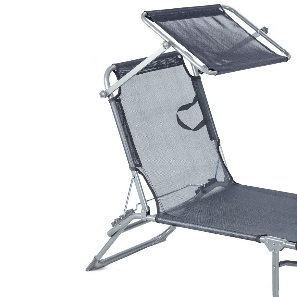 Adjustable Garden Sun Lounger with Canopy MultiGarden, Grey (1)