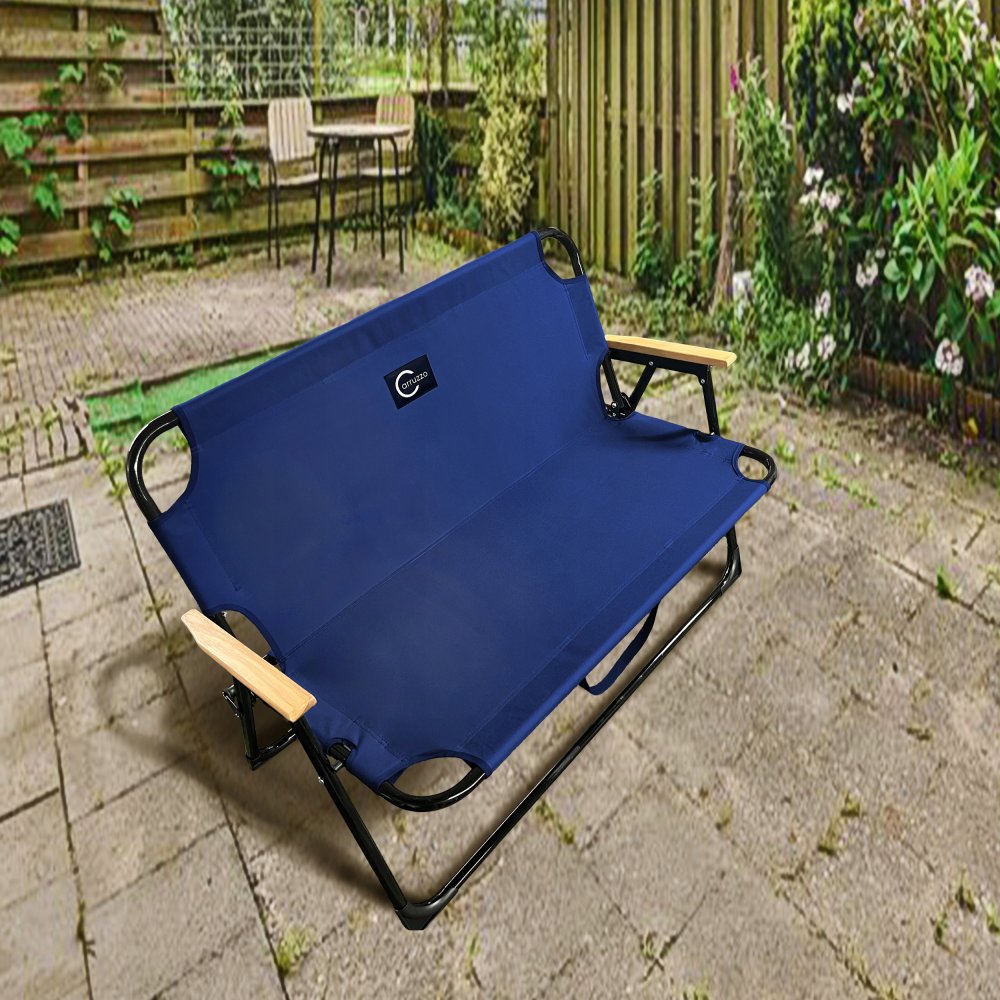 Caruzzo Folding Double Garden Bench Chair, Blue (2)