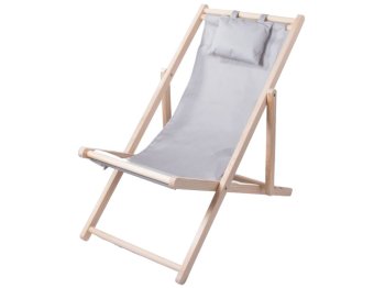 Wooden Beach Garden Folding Lounger Chair, Gray