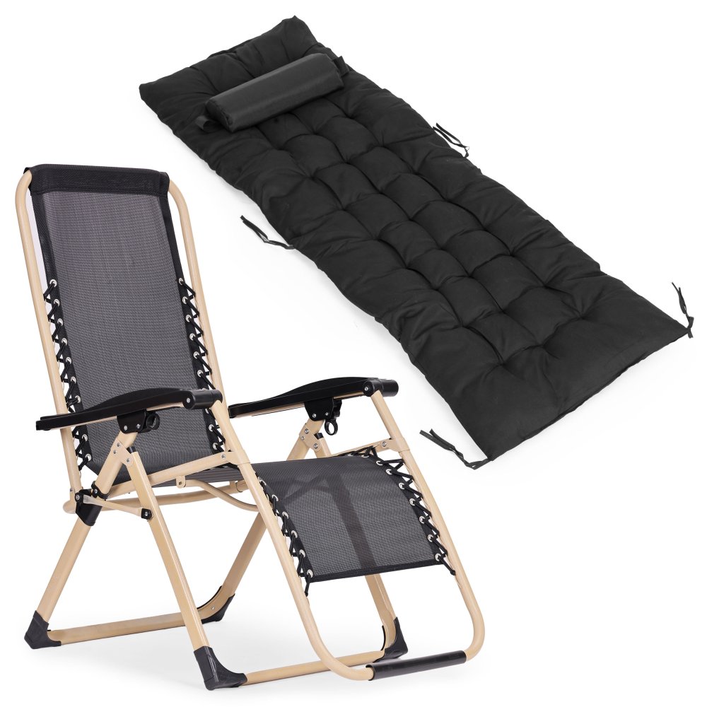 Zero Gravity Garden Lounger with Cushion MultiGarden, black gold (3)