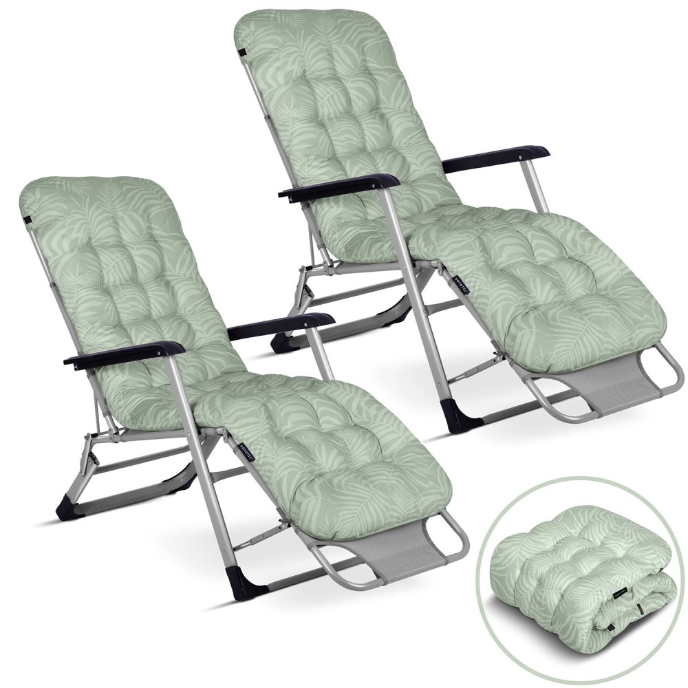 Sofotel ChillWell Folding Garden Lounger with Cushion Set of 2 Light Green (0)
