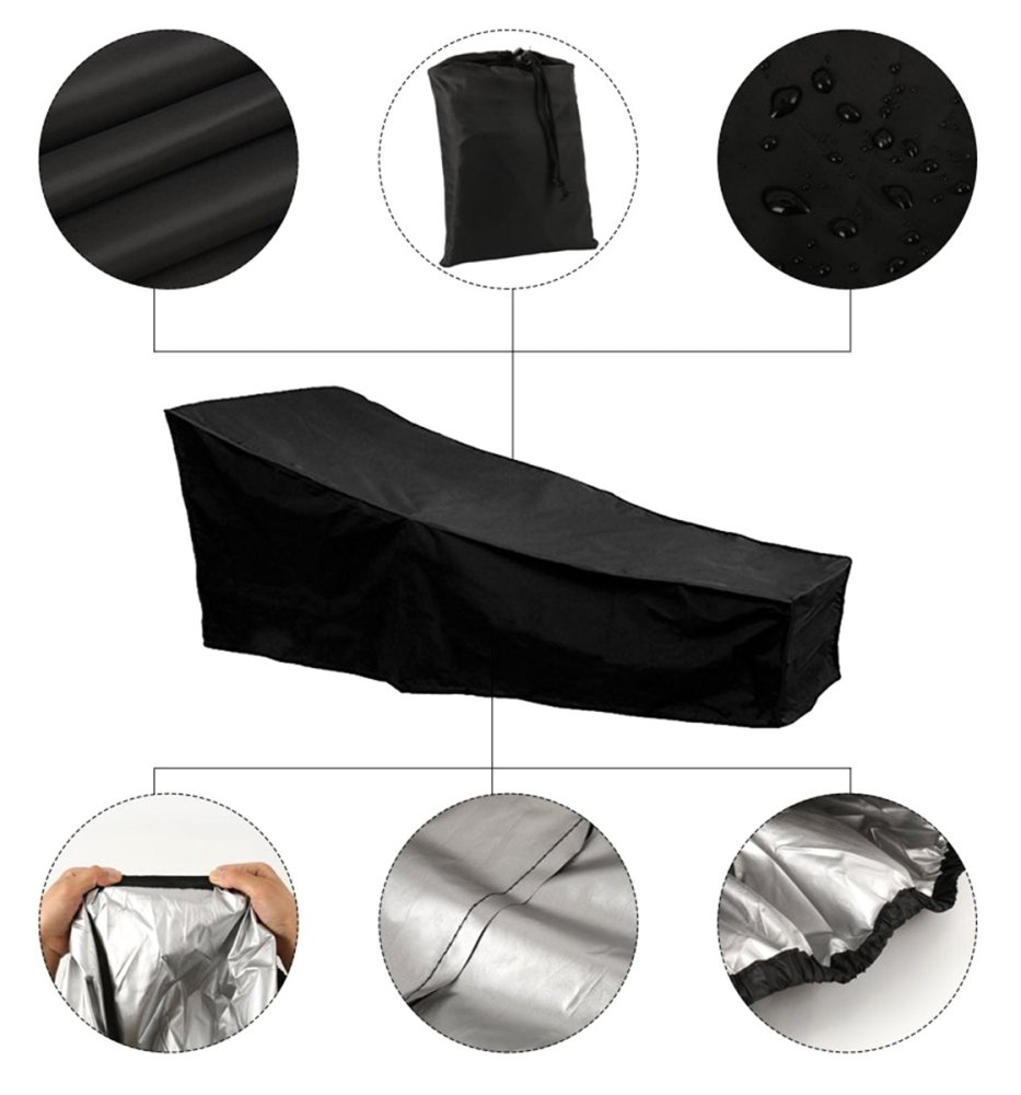 Waterproof Garden Lounger Cover, Black (2)