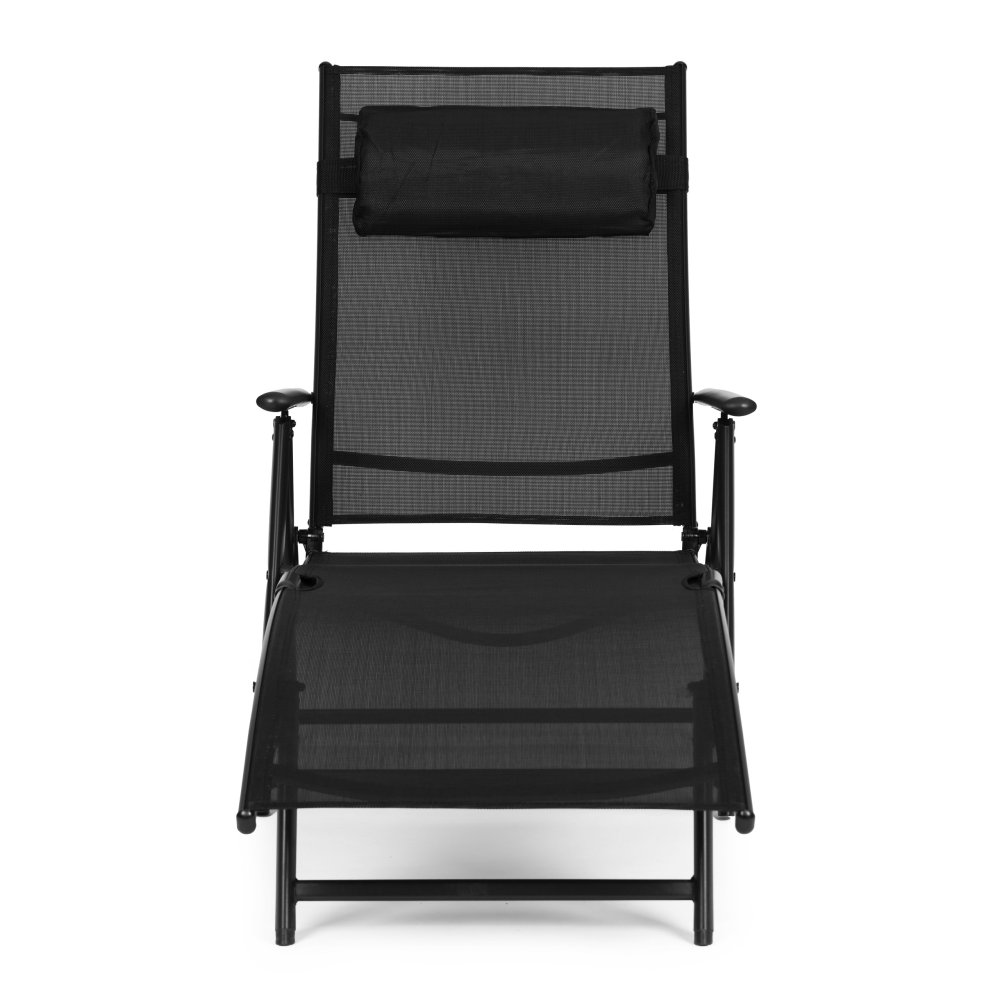 Folding Garden Sun Lounger MultiGarden with Adjustable Backrest, Black (0)