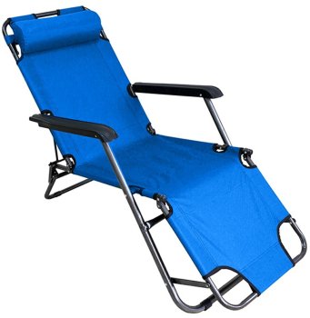 Adjustable Folding Beach and Garden Lounger Chair, Light Blue