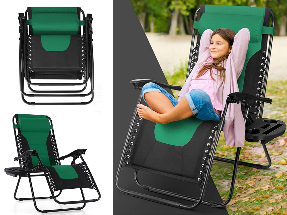 Garden Beach Folding Lounger Chair, Green/Black (0)