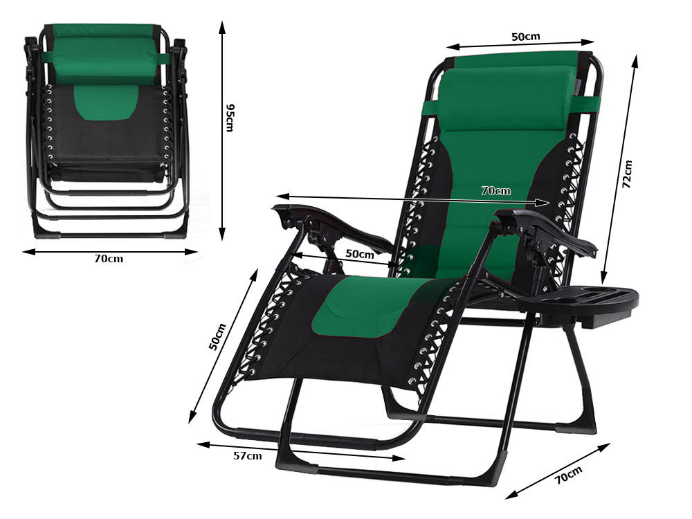 Garden Beach Folding Lounger Chair, Green/Black (6)