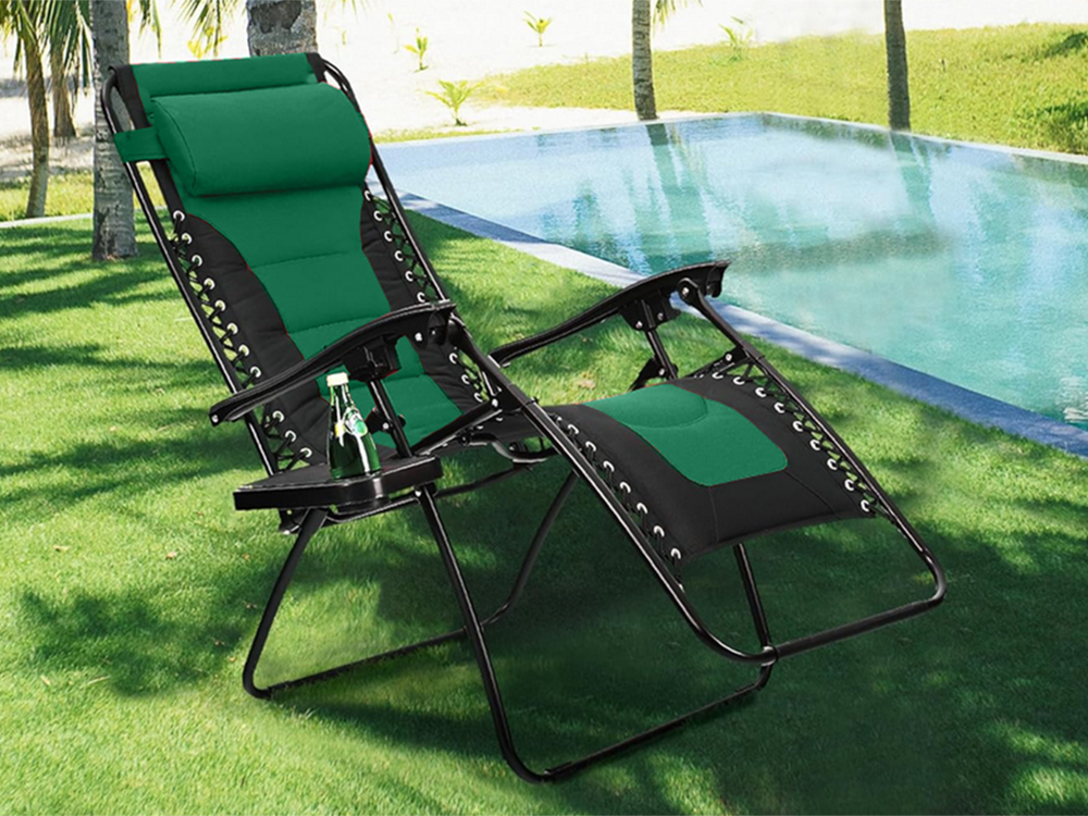 Garden Beach Folding Lounger Chair, Green/Black (8)