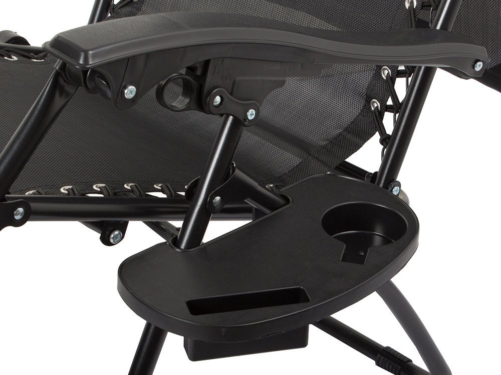 Garden Beach Deck Chair Folding Sunbed with Canopy and Cup Holder (7)
