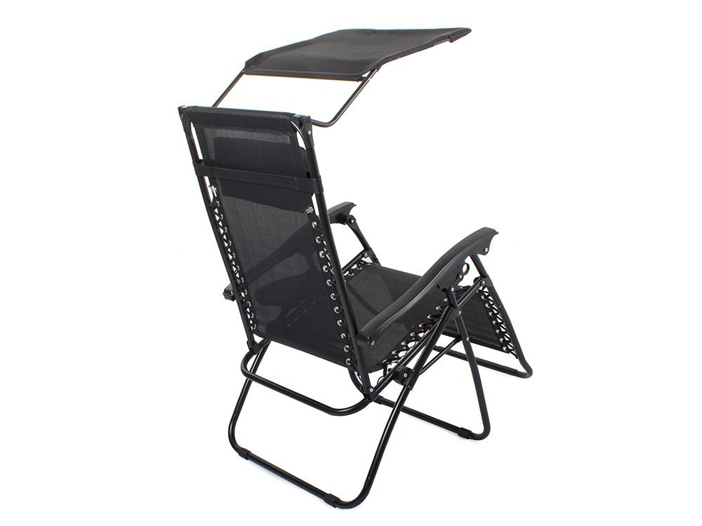 Garden Beach Deck Chair Folding Sunbed with Canopy and Cup Holder (9)