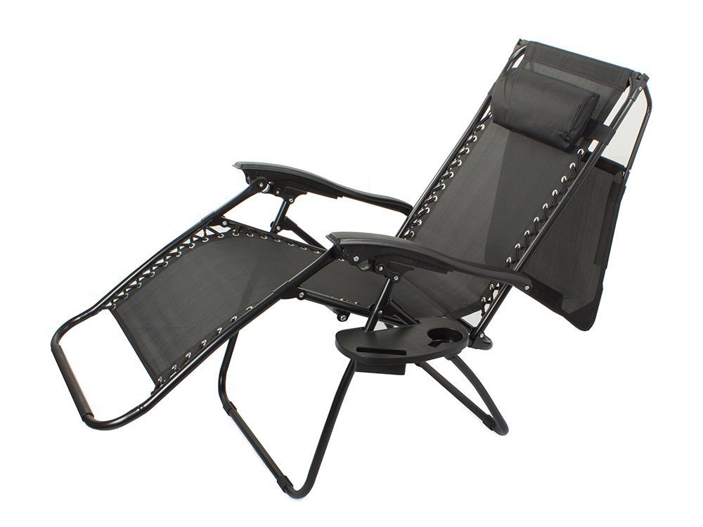 Garden Beach Deck Chair Folding Sunbed with Canopy and Cup Holder (10)