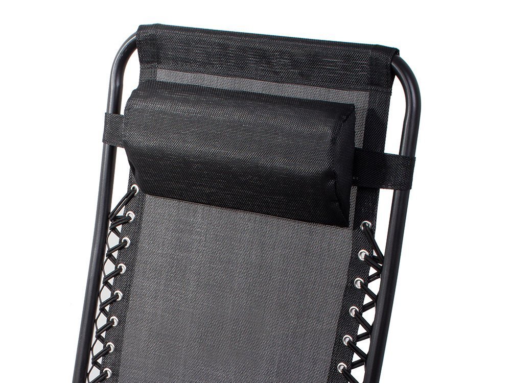 Garden Beach Deck Chair Folding Sunbed with Cup Holder, Black (4)