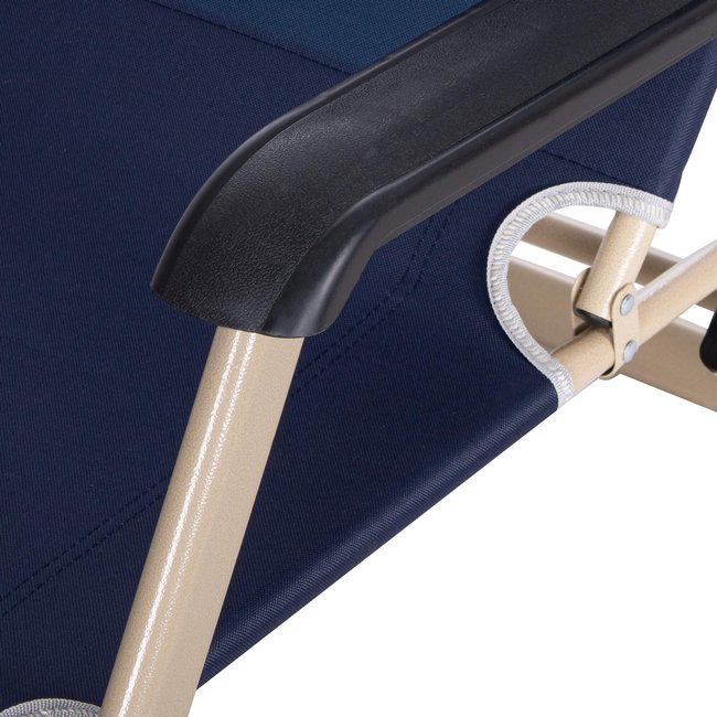 Garden Beach Deck Chair Folding Chair Sunbed with Headrest, Dark Blue (1)