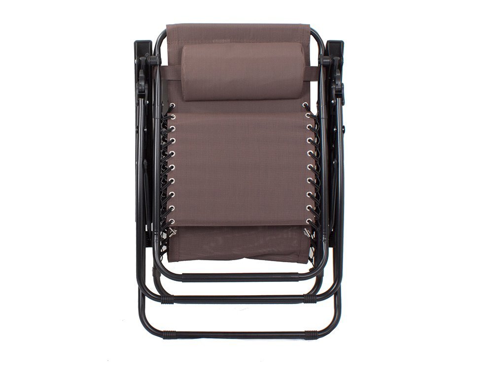 Garden Beach Deck Chair Folding Sunbed with Headrest and Cup Holder, Brown (0)