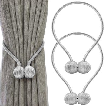 Decorative Clips Holders For Curtains Magnetically Strong, Silver