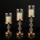Decorative Candle Holder Set of 3 with Crystals, Gold