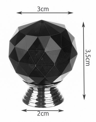 Furniture Handle Knob Crystal Ball, Black (4)