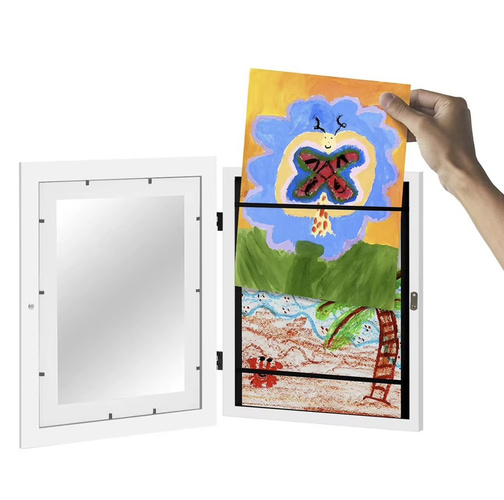 Kruzzel Front-Opening Kids Art Frame for A4 Artwork Storage 25418, White (3)
