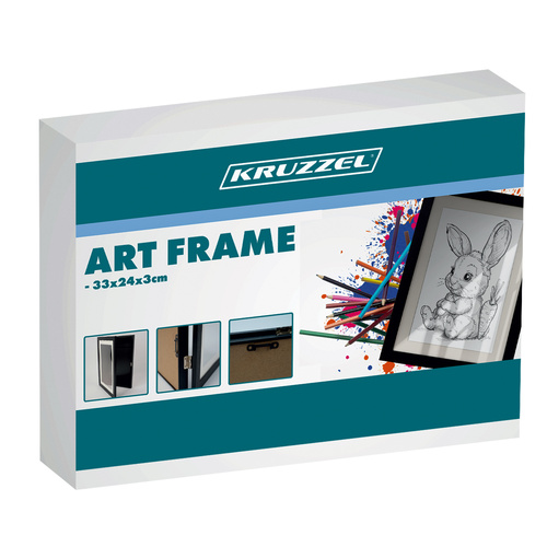 Front-Opening Kids Art Frame for A4 Drawings Kruzzel 25419, Black (1)