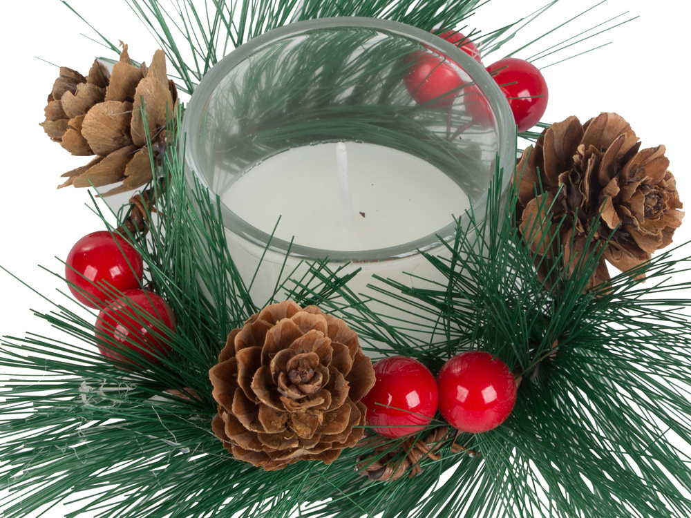 Decorative Christmas Candles in Glass Wreath Holders, Set of 2 (0)
