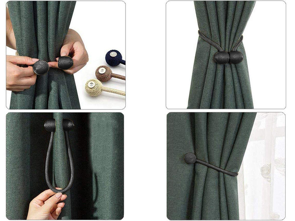 Decorative Clips Holders For Curtains Magnetically Strong, Black (2)