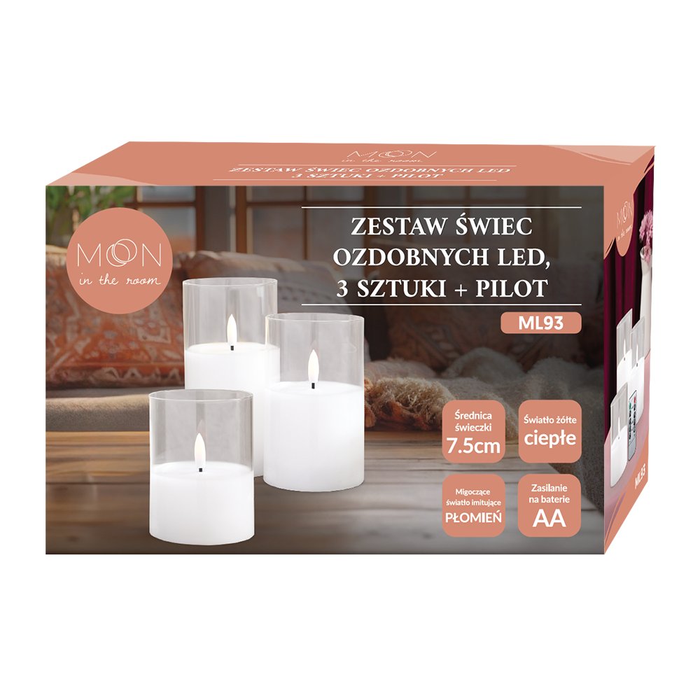 Decorational Set of 3 LED Candles with Remote Control (0)