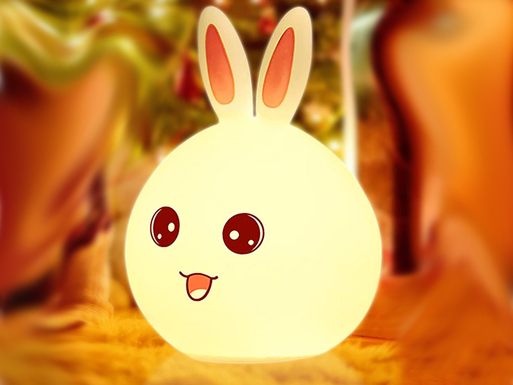 Battery Operated Kid's Silicone LED RGB Light Night Lamp, Bunny (1)