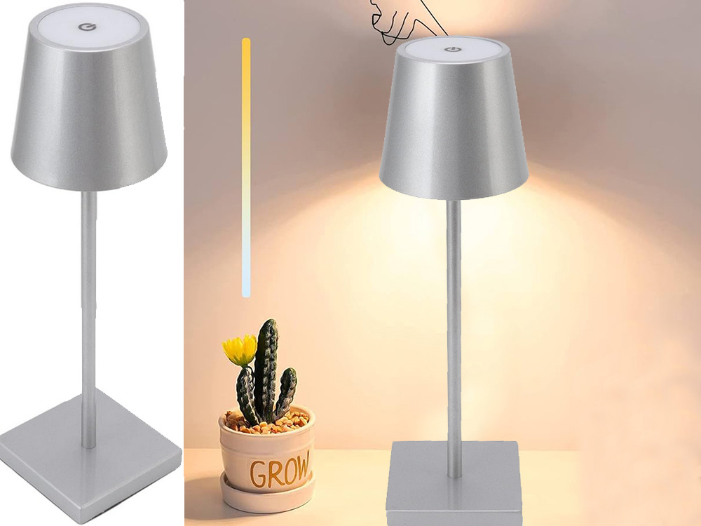 Table Night Light Touch Lamp Wireless USB, Silver (0)