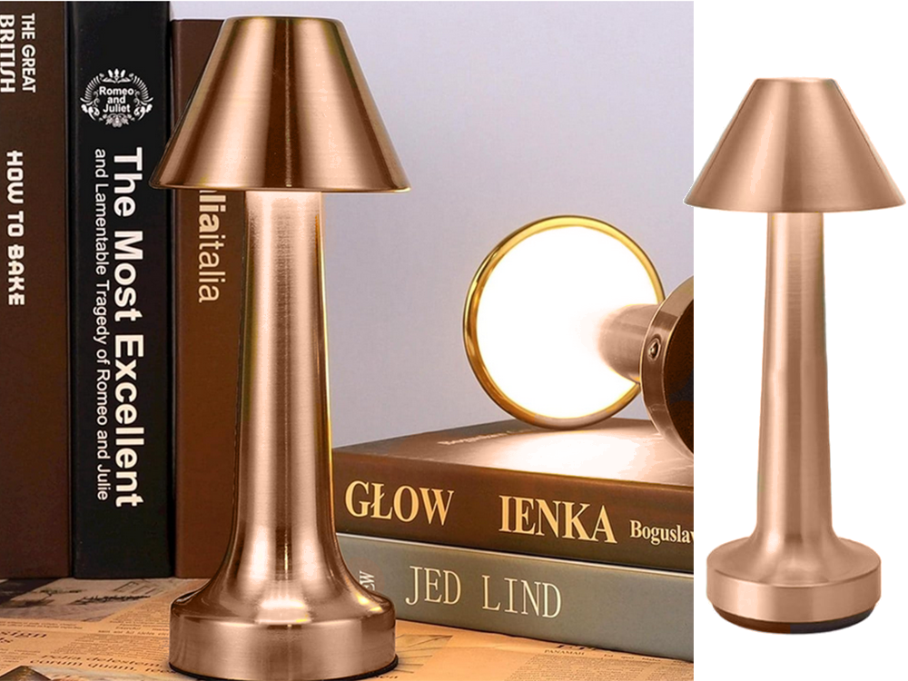 Bedroom Night Light Wireless Table Lamp, Copper color (2)