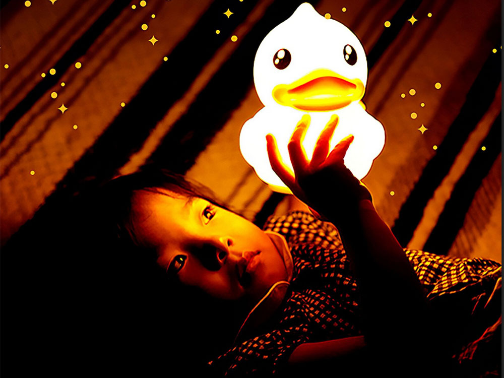 USB Charging Kids Silicone LED RGB Light Bedside Night Lamp, Duck (1)