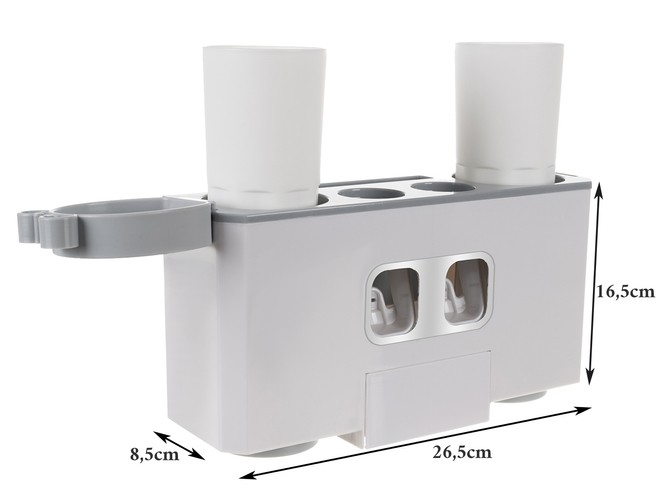 Automatic Dispenser for Two Toothpastes with Cup and Holder for Bathroom (5)