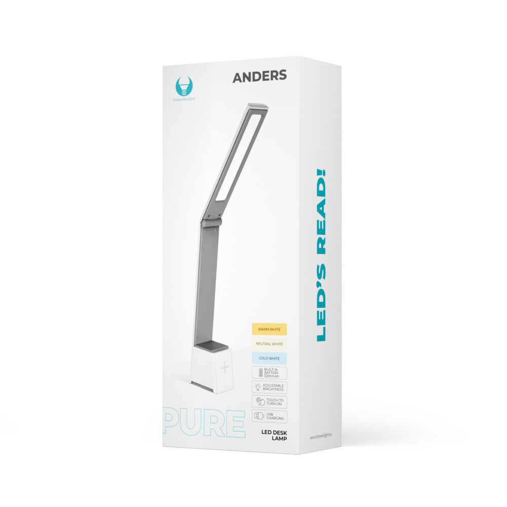 LED Desk Lamp 5W Rechargeable Foldable PURE FLB-110 ANDERS, White-Gray (2)