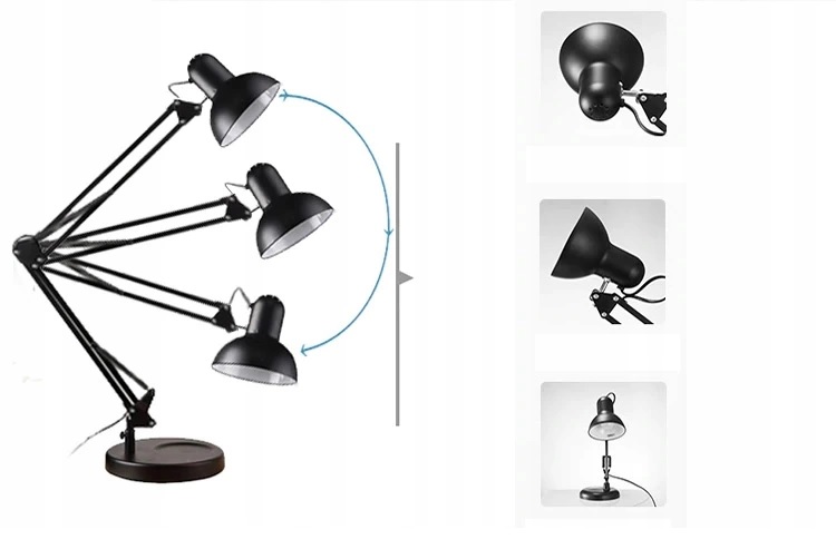 Adjustable Desk Lamp Folding Reading Night Table Lamp E27, Black (2)