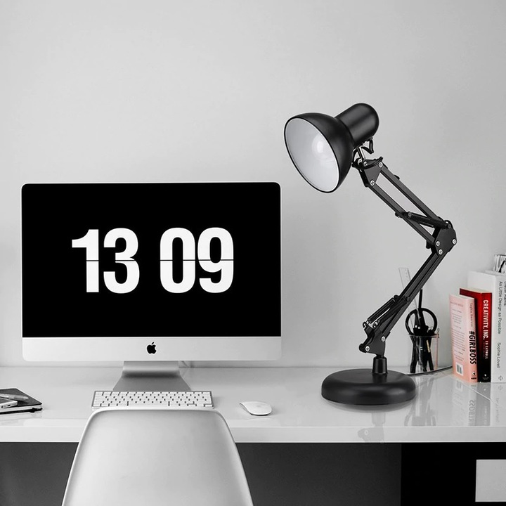 Adjustable Desk Lamp Folding Reading Night Table Lamp E27, Black (4)