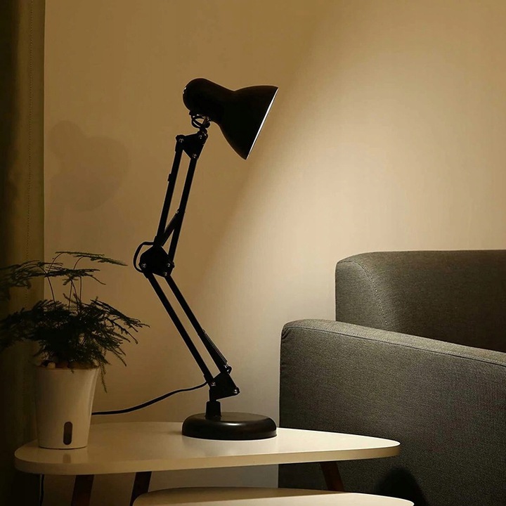 Adjustable Desk Lamp Folding Reading Night Table Lamp E27, Black (5)