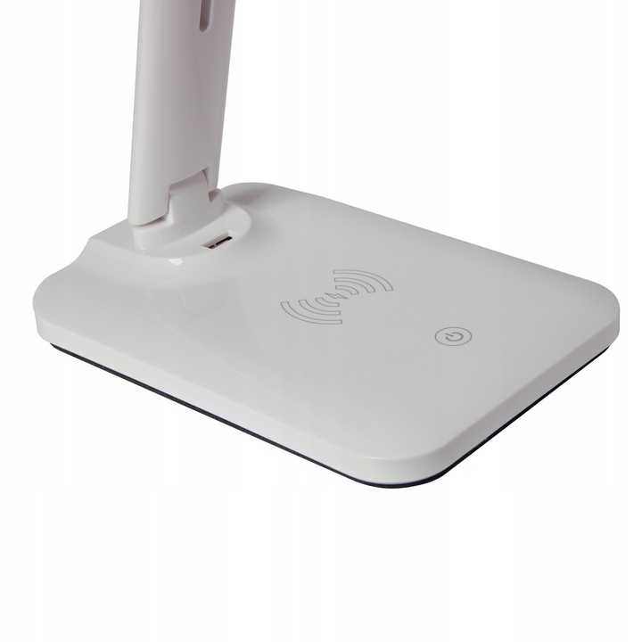 Adjustable Desk LED Lamp Folding Reading Night Table Lamp with Wireless Charger Qi, White (1)