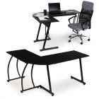 L-Shaped Gaming Desk ModernHome Industrial Corner Office Desk for Home, black