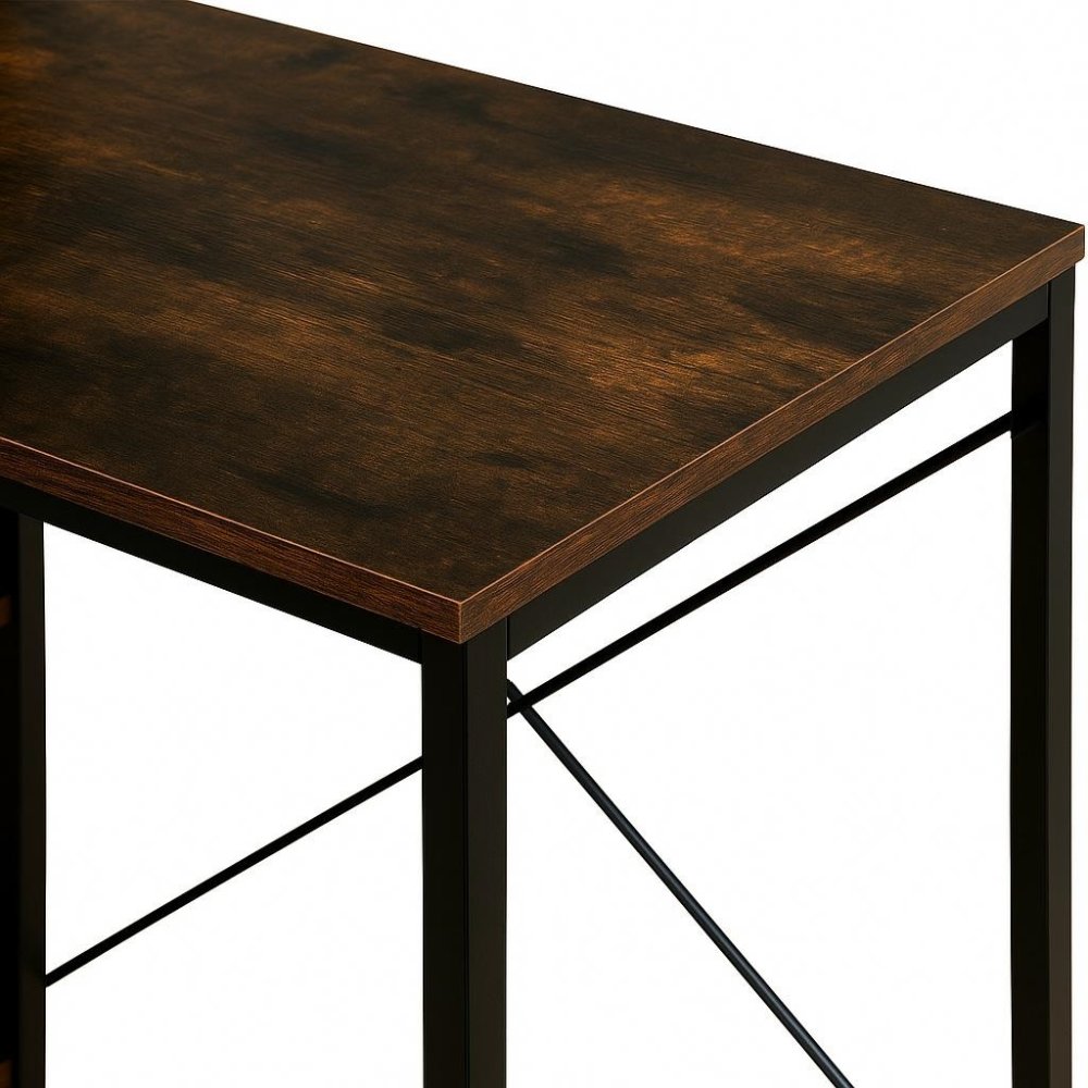 Computer Desk with Shelves Reversible Home Office Writing Desk, Rustic Brown (1)
