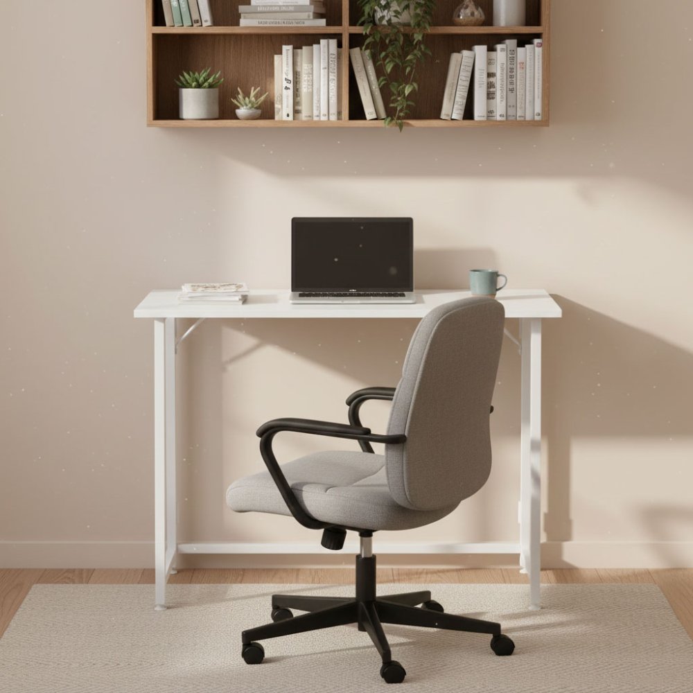 Folding Computer Desk 80x45 cm Small Laptop Table for Home Office ModernHome, white (0)