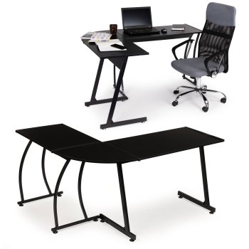 L-Shaped Gaming Desk ModernHome Industrial Corner Office Desk for Home, black
