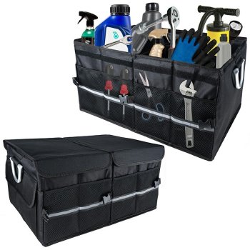 Foldable Car Trunk Organizer, Heavy Duty Storage Box with Lid