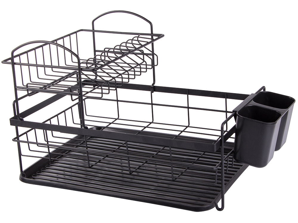 2-Tier Dish Drying Rack with Tray, Black (0)